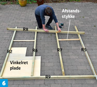 Mål op til overligger til skur Mål op til skrå overligger til skur